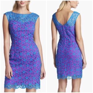 Lilly Pulitzer Selna Royce Blue Daisy Floral Eyelet Dress Sz 0 Bright Blue Pink
